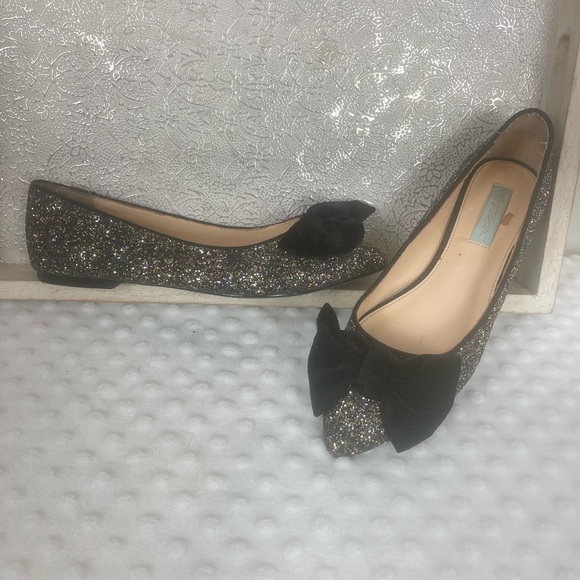 Betsey Johnson Amory Bow Glitter Flats Size 7.5 GUC - Picture 2 of 8